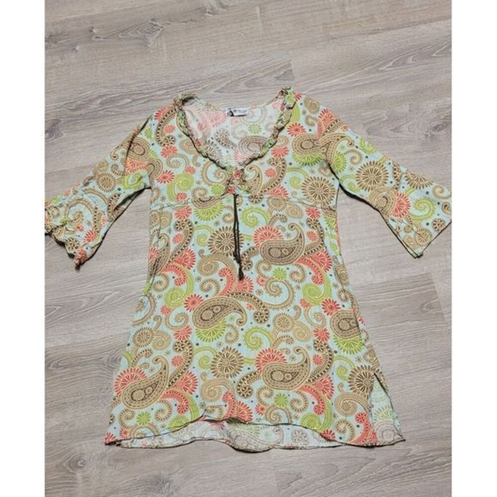 Bag‎ Lady Mudpie Paisley 100% Linen Pre-shrunk Swim Cover/ Dress Size Medium